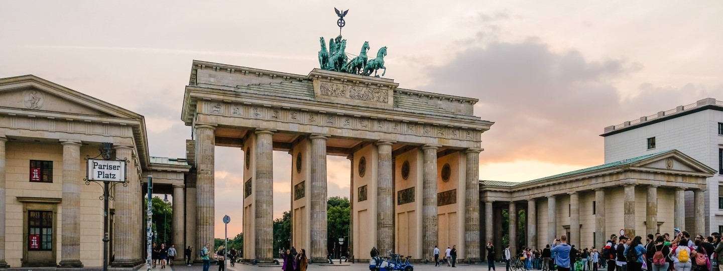 View of Brandenburg Gate in the city of Berlin in Germany. 