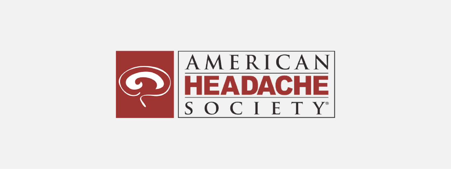 American Headache Society logo on a gray background.
