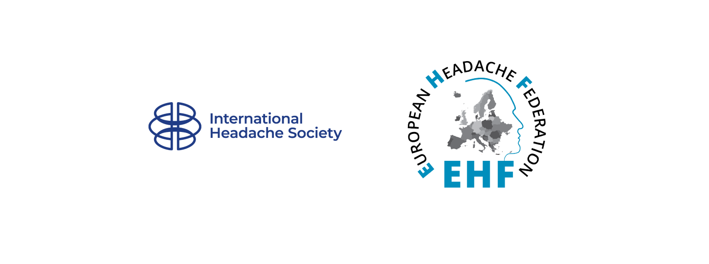 International Headache Society logo and European Headache Federation logo on a white background.