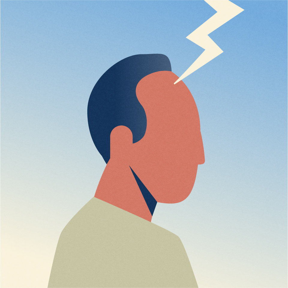 Illustration of a man with migraine